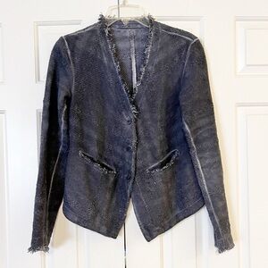 Transit Par Such distressed gray blue button front jacket. Size Small